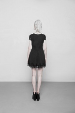 Платье Goth Lace Stitching V-collar Dress Punk Rave OPQ-349LQF/BK - маленькая картинка