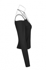 Топик T Tie the rope strapless long sleeve bottoming shirts Punk Rave OPT-190TCF/BK - маленькая картинка