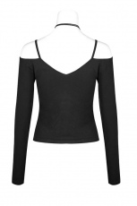 Топик T Tie the rope strapless long sleeve bottoming shirts Punk Rave OPT-190TCF/BK - маленькая картинка