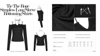 Топик T Tie the rope strapless long sleeve bottoming shirts Punk Rave OPT-190TCF/BK - маленькая картинка