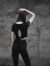 Топик Bandage Halter Simple T-shirt Punk Rave OPT-243TDF/BK - маленькая картинка