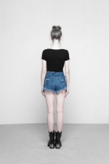 Топик Square Collar Short Sleeve Knit Cardigan T-shirt Punk Rave OPY-317ZDF/BK - маленькая картинка