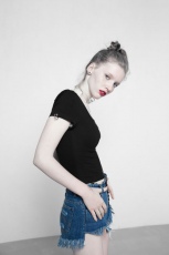 Топик Square Collar Short Sleeve Knit Cardigan T-shirt Punk Rave OPY-317ZDF/BK - маленькая картинка