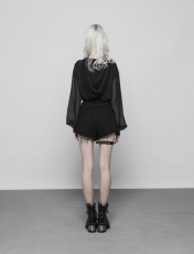  Dark chiffon Short Coat with Cap Punk Rave OPY-320XDF/BK -  