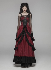 Платье Steampunk Long Dress Punk Rave WQ-408LQF/BK-RD - маленькая картинка