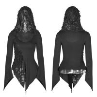  Dark Hooded asymmetric Long sleeve t-shirt Punk Rave WT-544TCF/BK -  