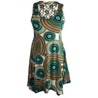  KHORION LACE PANEL DRESS LADIES TURQUOISE FLARE - 