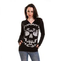  FLOWER SKULL HOOD LADIES BLACK - 
