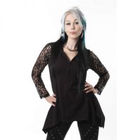  LACE PANEL HOOD LADIES BLACK - 