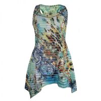  CHAIN BURNOUT LACE PANEL VEST LADIES BLUE - 