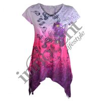  CAP SLEEVE BUTTERFLY TOP LADIES PINK - 