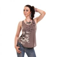  FLOCK TOP LADIES BROWN - 