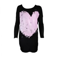  HEART LONGSLEEVE TOP LADIES BLK/BABYPINK - 