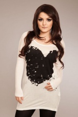  HEART LONGSLEEVE TOP LADIES OLD WHITE - 