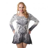  SARA TOP LADIES GREY TRIBAL FLOWER - 