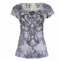  LITHOD LACE PANEL T-SHIRT LADIES GREY - 