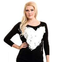  HEART LONGSLEEVE TOP LADIES BLACK - 
