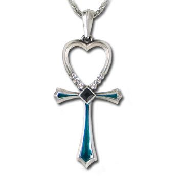   Crystal Heart Ankh Alchemy Gothic P489  2