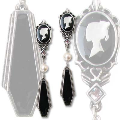  Coffin Drop Cameos (studs; pair) Alchemy Gothic E300  2