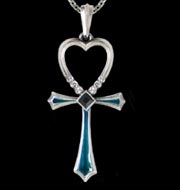    Crystal Heart Ankh Alchemy Gothic P489 -  
