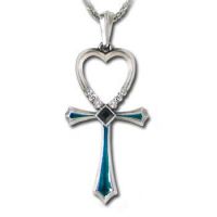    Crystal Heart Ankh Alchemy Gothic P489 -  
