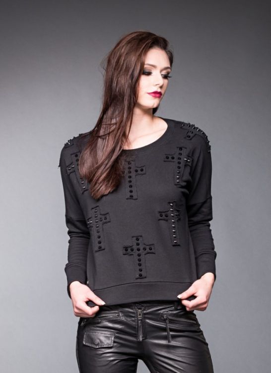  Black pullover with many crosses and studs Queen Of Darkness SH12-386_13  1