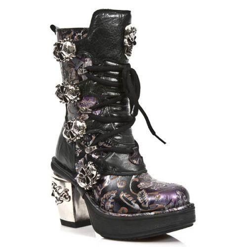  VINTAGE FLOWER LILA, ROCK NEGRO, PLATF. NRK SKULL New Rock M.8366-S6  3