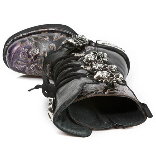  VINTAGE FLOWER LILA, ROCK NEGRO, PLATF. NRK SKULL New Rock M.8366-S6  8