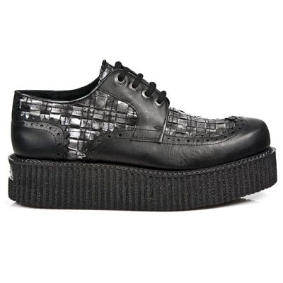  M.2414-C1 ITALI NEGRO TRENZADO BOX PLAMANE CREEPER NEGRO MAT New Rock M.2414-C1  2