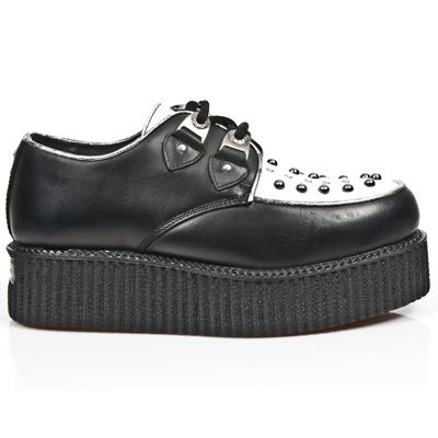  M.2416-C6 ITALI NEGRO NAPA BLANCA BOX PLANE CREEPER NEGRO New Rock M.2416-C6  1