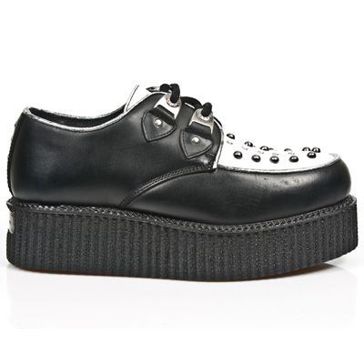  M.2416-C6 ITALI NEGRO NAPA BLANCA BOX PLANE CREEPER NEGRO New Rock M.2416-C6  2