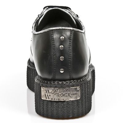  M.2416-C6 ITALI NEGRO NAPA BLANCA BOX PLANE CREEPER NEGRO New Rock M.2416-C6  6