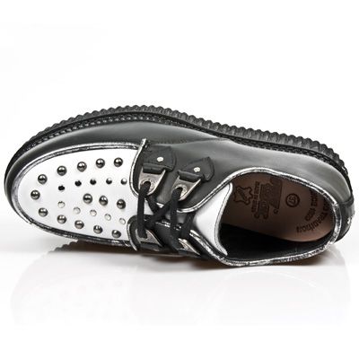  M.2416-C6 ITALI NEGRO NAPA BLANCA BOX PLANE CREEPER NEGRO New Rock M.2416-C6  8