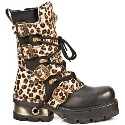  M.373-C43 ITALI NEGRO LEOPARDO PELO MARRON PLANING NEGRO NEW New Rock M.373-C43  1