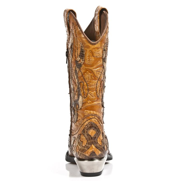  M.7921B-C2 SNAKE CUERO VINTAGE FLOWER CUERO WEST NEGRO ACERO New Rock M.7921B-C2  6
