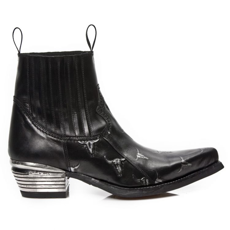  M.7953PT-S1 GRABADO BULL NEGRO-PLATA, WEST NEGRO ACERO T.DAL New Rock M.7953PT-S1  2