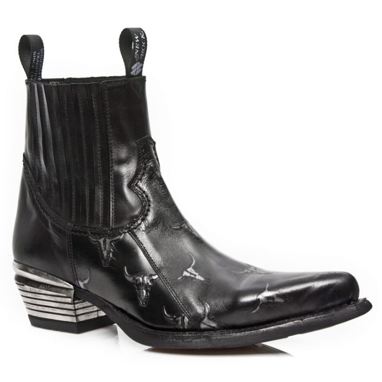  M.7953PT-S1 GRABADO BULL NEGRO-PLATA, WEST NEGRO ACERO T.DAL New Rock M.7953PT-S1  3