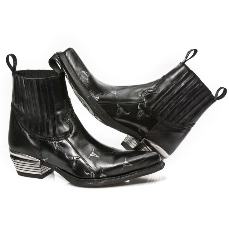  M.7953PT-S1 GRABADO BULL NEGRO-PLATA, WEST NEGRO ACERO T.DAL New Rock M.7953PT-S1  9