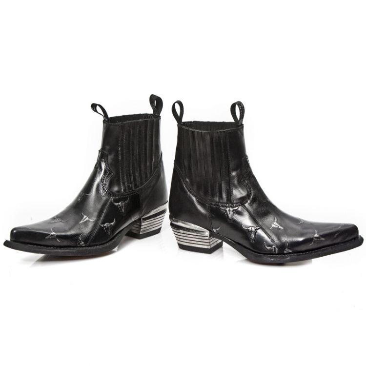  M.7953PT-S1 GRABADO BULL NEGRO-PLATA, WEST NEGRO ACERO T.DAL New Rock M.7953PT-S1  10