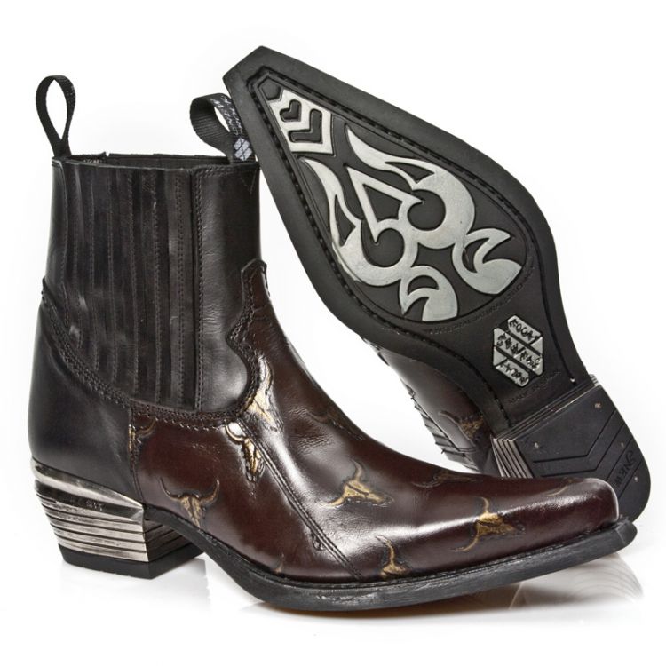  M.7953PT-S2 GRABADO BULL MARRON-ORO, ITALI NEGRO, WEST T.DAL New Rock M.7953PT-S2  9