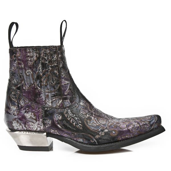  M.7953-S23 VINTAGE FLOWER LILA, VEST NEGRO-ACERO, T.ACERO New Rock M.7953-S23  1