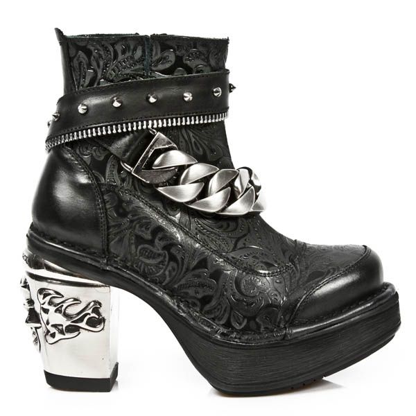 M.8361 ITALI NEGRO VINTAGE FLOWER NEGRO PLATF. NRK SKULL New Rock M.8361-S1  1