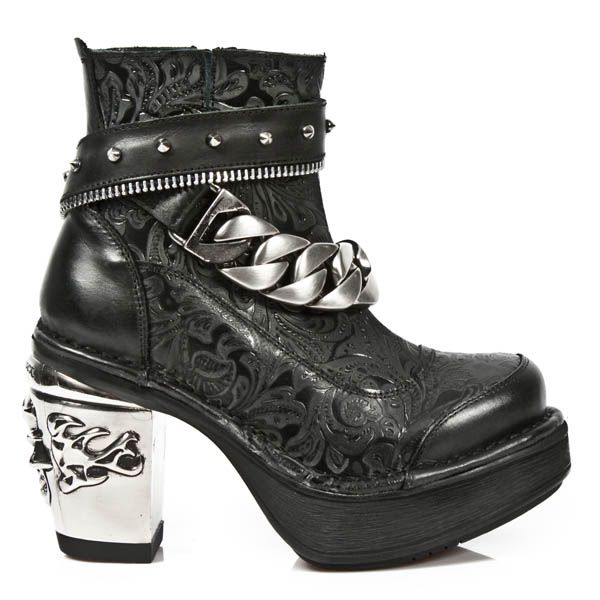  M.8361 ITALI NEGRO VINTAGE FLOWER NEGRO PLATF. NRK SKULL New Rock M.8361-S1  2