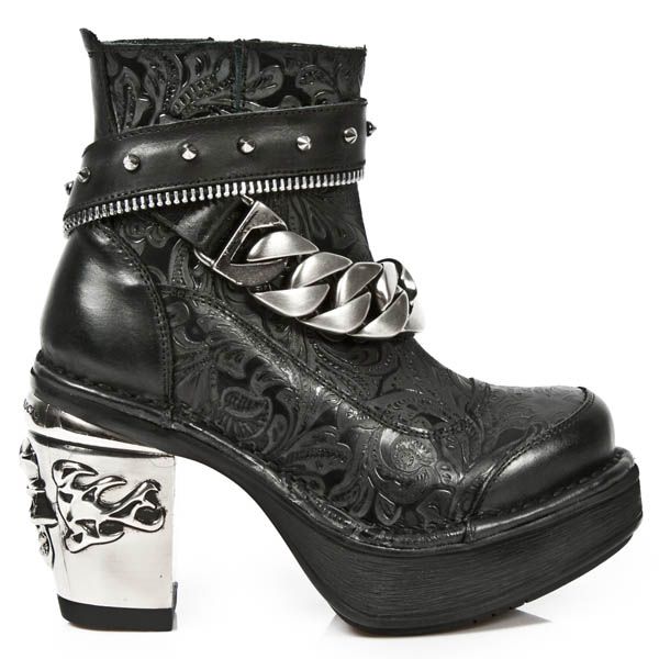  M.8361 ITALI NEGRO VINTAGE FLOWER NEGRO PLATF. NRK SKULL New Rock M.8361-S1  3