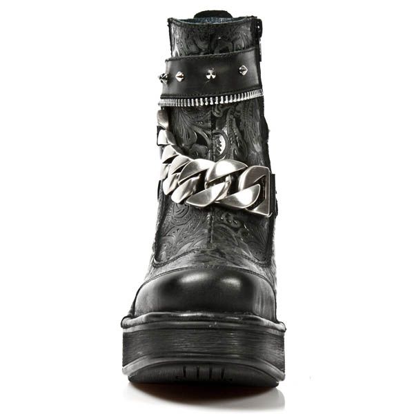 M.8361 ITALI NEGRO VINTAGE FLOWER NEGRO PLATF. NRK SKULL New Rock M.8361-S1  5