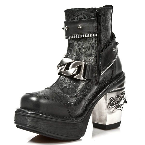  M.8361 ITALI NEGRO VINTAGE FLOWER NEGRO PLATF. NRK SKULL New Rock M.8361-S1  6