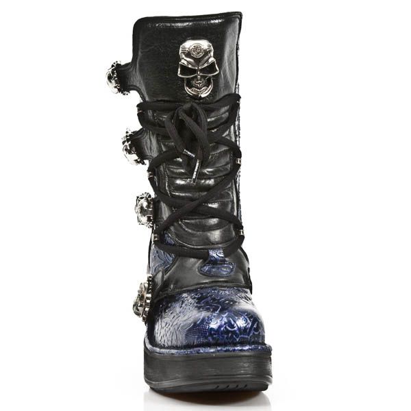  M.8366-S2 VINTAGE CHAROL AZUL, ROCK NEGRO, PLATAF. NRK SKULL New Rock M.8366-S2  4