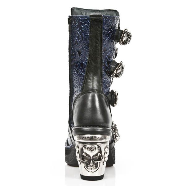  M.8366-S2 VINTAGE CHAROL AZUL, ROCK NEGRO, PLATAF. NRK SKULL New Rock M.8366-S2  6