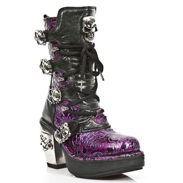  M.8366-S3 VINTAGE CHAROL LILA, ROCK NEGRO, PLATAF. NRK SKULL New Rock M.8366-S3  3