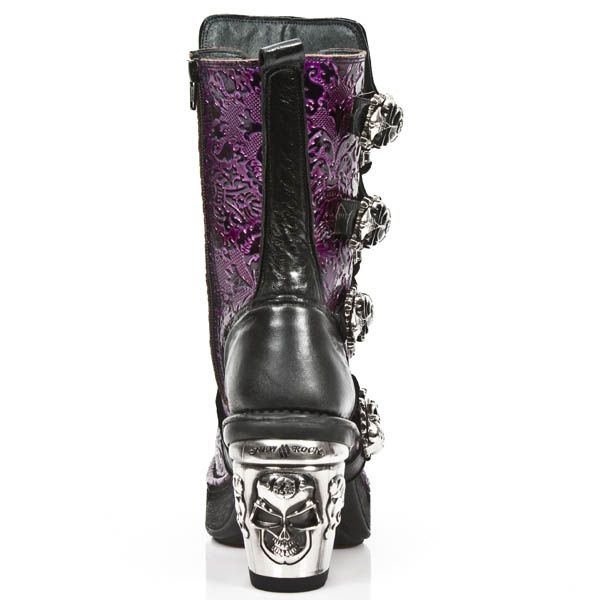  M.8366-S3 VINTAGE CHAROL LILA, ROCK NEGRO, PLATAF. NRK SKULL New Rock M.8366-S3  6